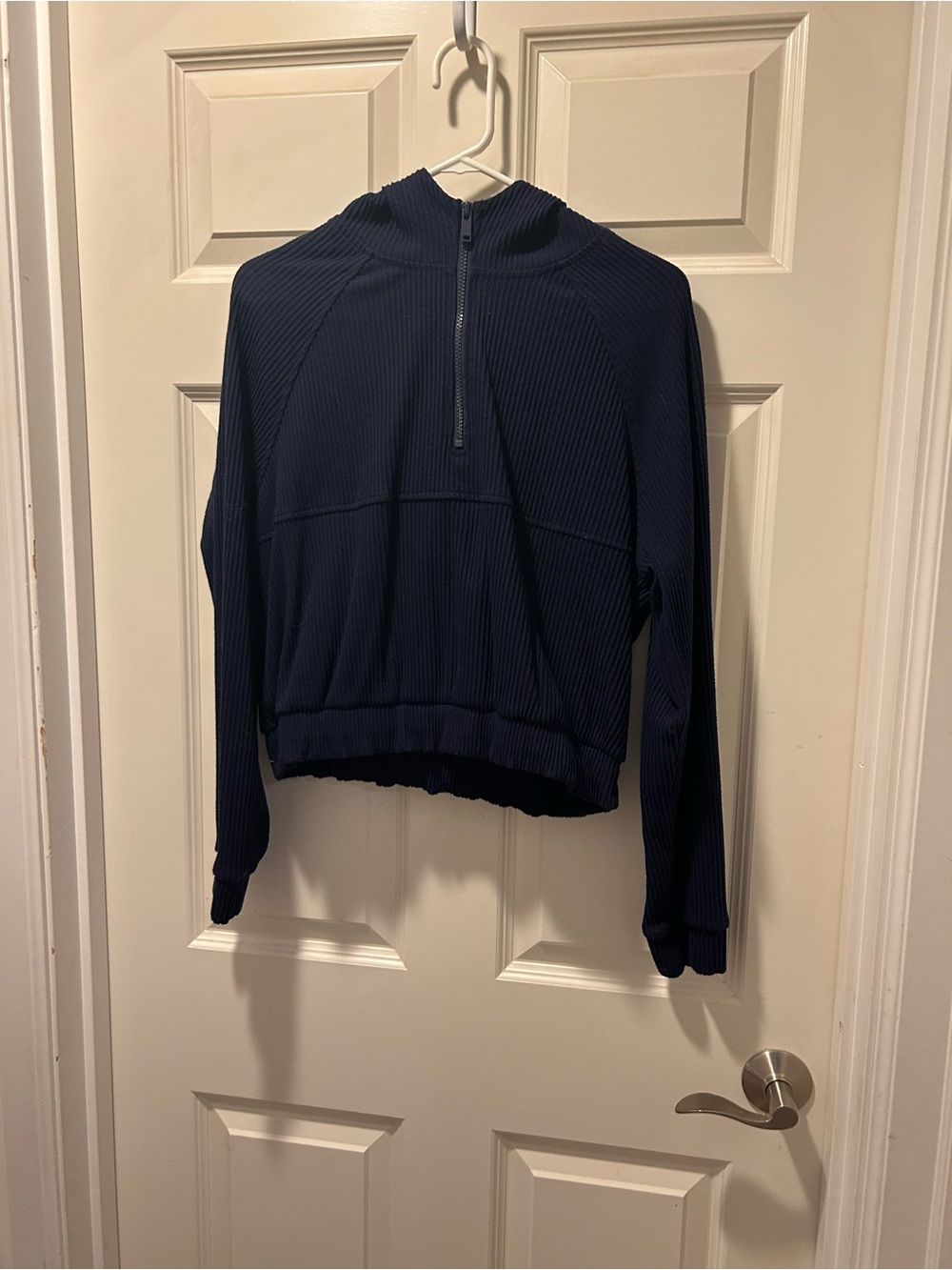 Zella Navy Ribbed Half-Zip Pullover Sweater
